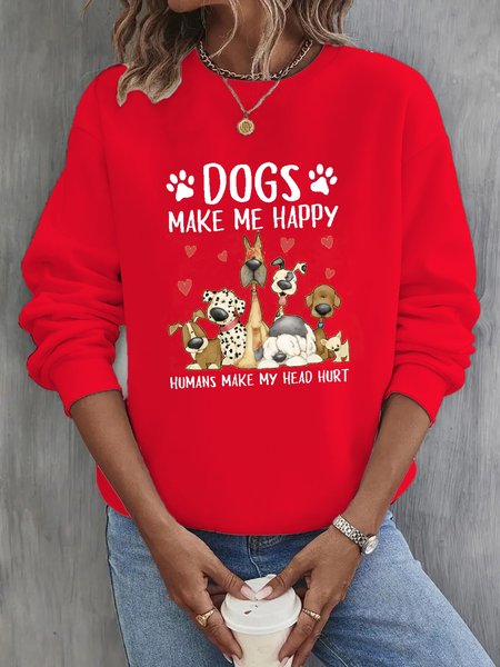 

Animal Crew Neck Casual Sweatshirt, Red, Sweatshirts & Hoodies