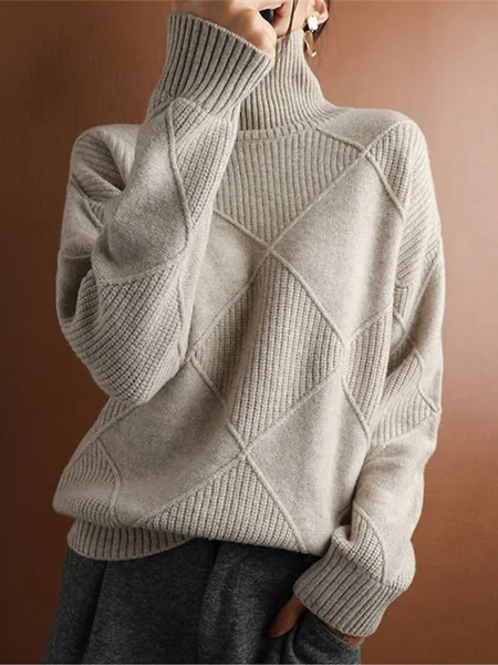 Wool Knitting Turtleneck Casual Sweater