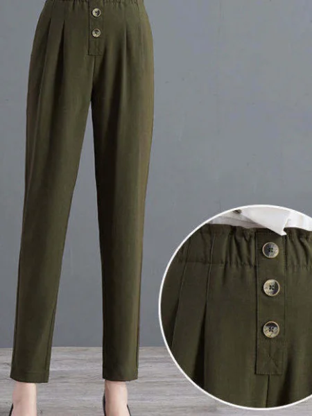 

Casual Loose Pocket Stitching Pants, Green, Pants