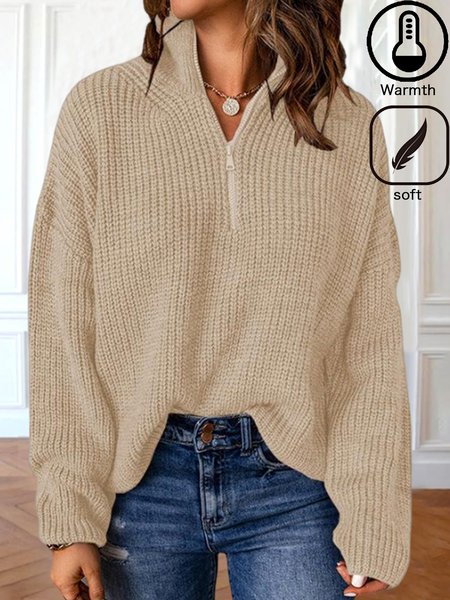 

Casual Plain Sweater, Apricot, Sweaters & Cardigans