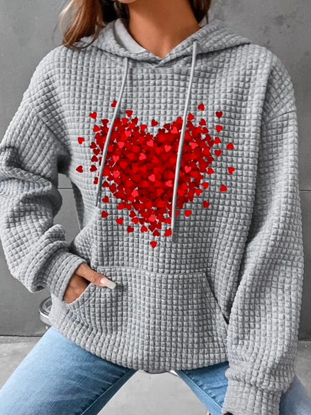 

Hoodie Loose Casual Heart Hoodie, Gray, Hoodies&Sweatshirts