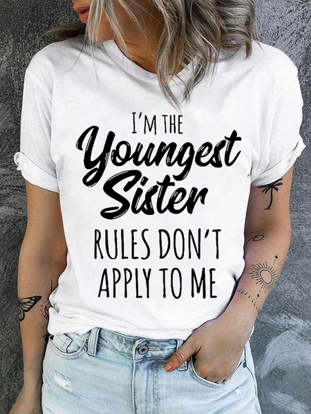 

Womens Funny Sister Gift Old Sister Casual Cotton T-Shirt, White, T-shirts