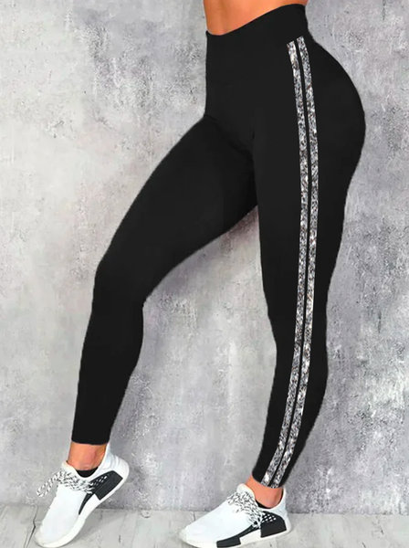 

Casual Printing Leggings, Black, Leggings