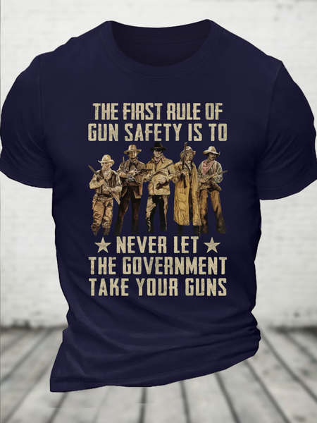 

Cotton The First Rule Crew Neck Text Letters Casual T-Shirt, Dark blue, T-shirts