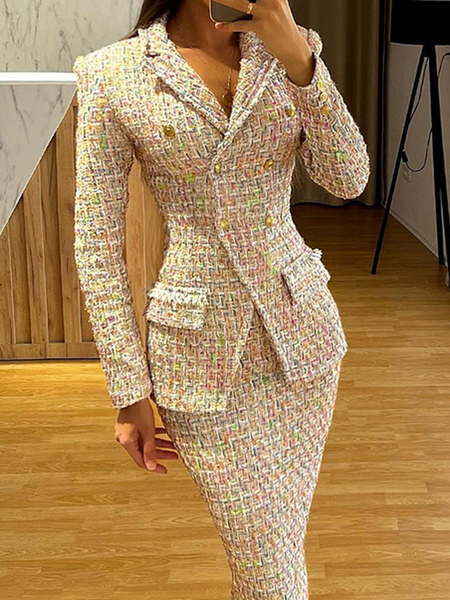 

Regular Fit Plain Elegant Lapel Collar Long Sleeve Jacket, As picture, Jackets