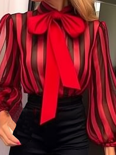 

Elegant Regular Fit Long Sleeve Others Blouse, Red, Blouses and Shirts