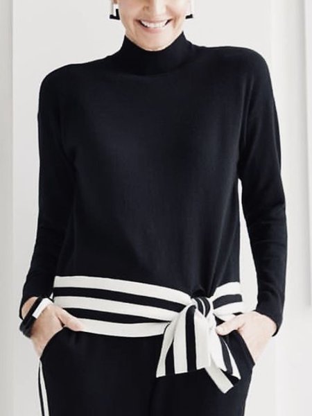 

Long Sleeve Striped Regular Fit Urban Shirt, Black, Blouses and Shirts