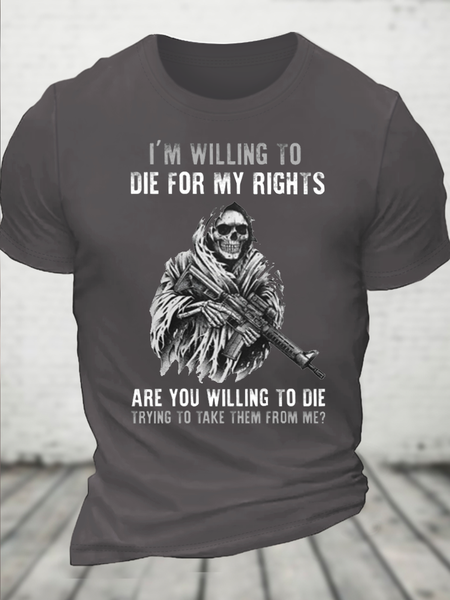 Cotton My Rights Loose Casual T-Shirt, Deep gray, T-shirts