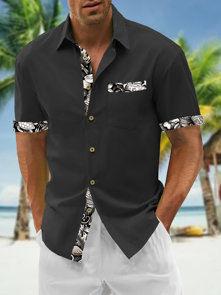 Cotton Patchwork Tiki Resort Shirt