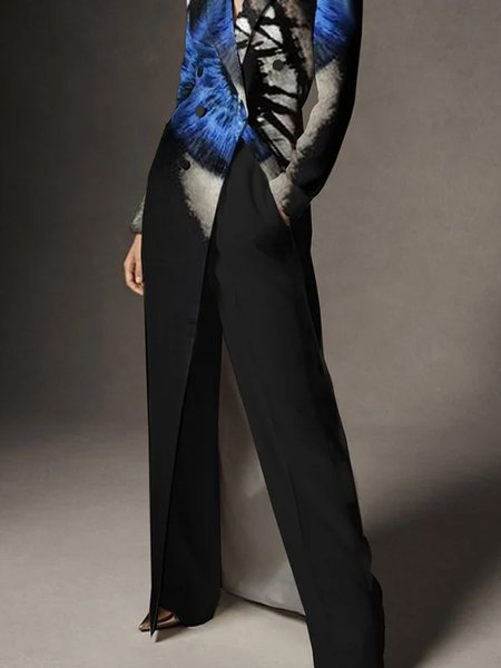 Plain Loose Urban Pants, Black, Pants