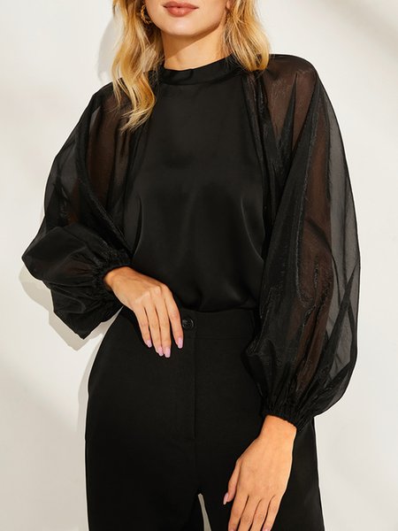

Elegant Loose Shirt, Black, Blouses and Shirts