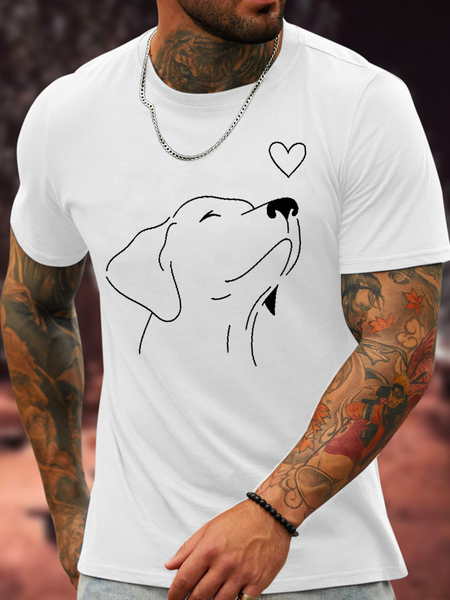 

Cotton Dog Casual Loose T-Shirt, White, T-shirts