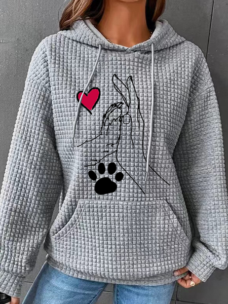 

Women's Palm High-Fives Dog Paw Print Simple Dog Hoodie, Gray, Hoodies&Sweatshirts
