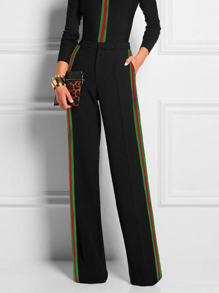 

Color Block Urban Pocket Fashion Pants, Black, Pants