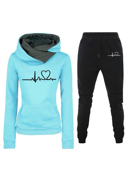 

Women's Text Letters Daily Going Out Two Piece Set Long Sleeve Casual Spring/Fall Top With Pants Matching Set, Color9, Suit Set