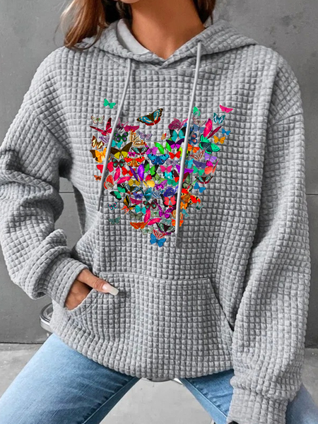 

Simple Butterfly Hoodie Loose Hoodie, Gray, Hoodies&Sweatshirts