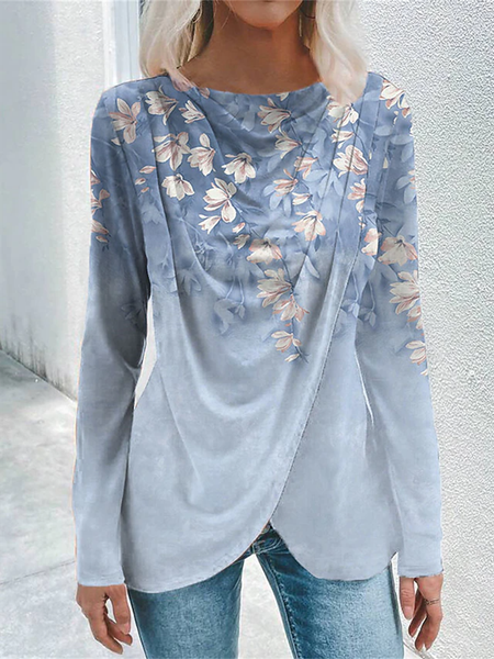 JFN Floral Casual T-Shirt, Blue, T-Shirts