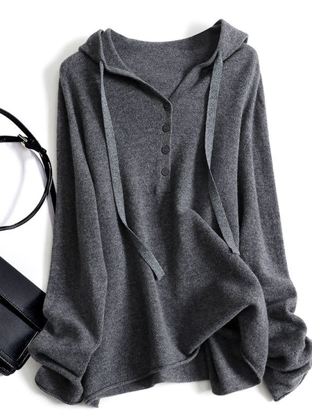 

Women Wool/Knitting Plain Long Sleeve Comfy Casual Sweater, Deep gray, Sweaters