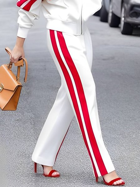 

Urban Regular Fit Color Block Fashion Pants, White, Pants