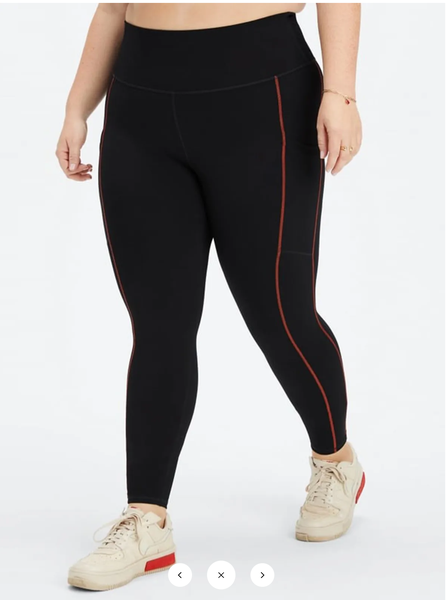 

Sports Color Block Tight Leggings, Black, Plus Pants