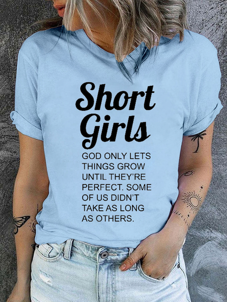 

Cotton Short Girls Casual T-Shirt, Light blue, T-shirts