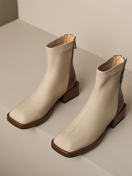 

Autumn Plain Casual Fashion Boots, Apricot, Boots