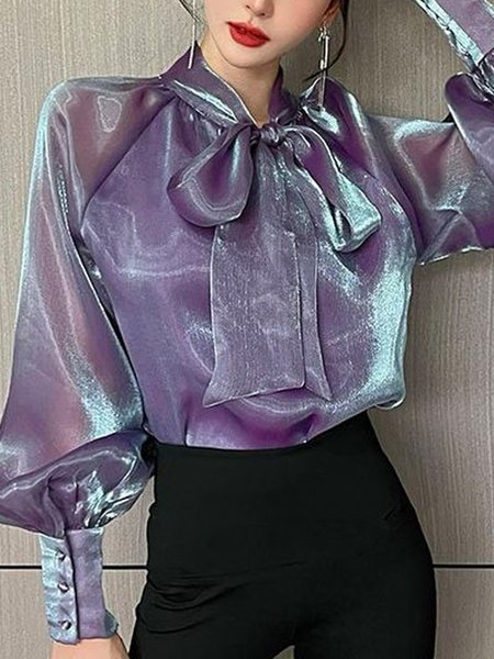 

Long Sleeve Elegant Plain Regular Fit Shirt, Purple, Blouses and Shirts