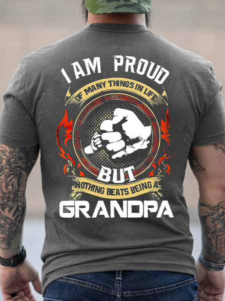 

Cotton Funny Gandpa Crew Neck Casual T-Shirt, Deep gray, T-shirts