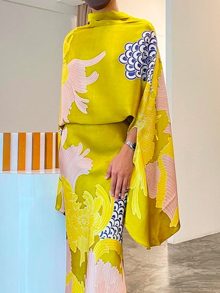 

Loose Elegant Floral Shirt, Yellow, Blouses and Shirts