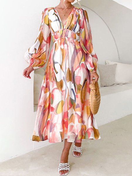 

Loose Vacation Dress, As picture, Midi Dresses