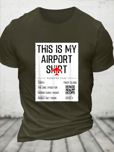 

Cotton This is my Airport shirt Family Travel Casual Text Letters T-Shirt, Green, T-shirts