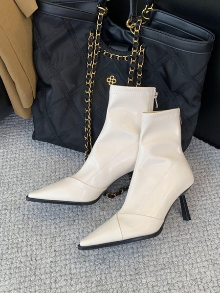 

Women Minimalist Stiletto Heel Fashion Boots, Off white, Boots