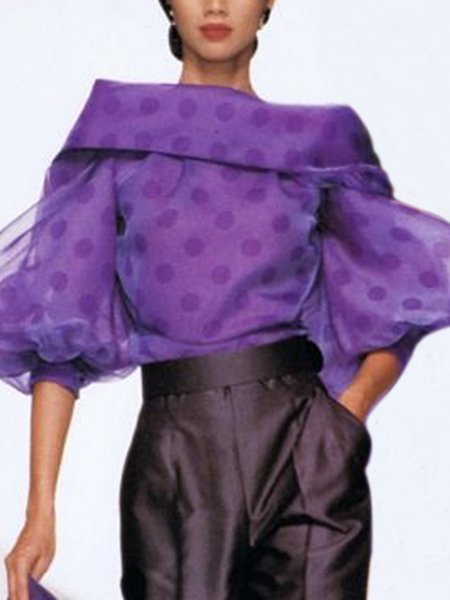 

Regular Fit Elegant Polka Dots Shirt, Purple, Blouses and Shirts