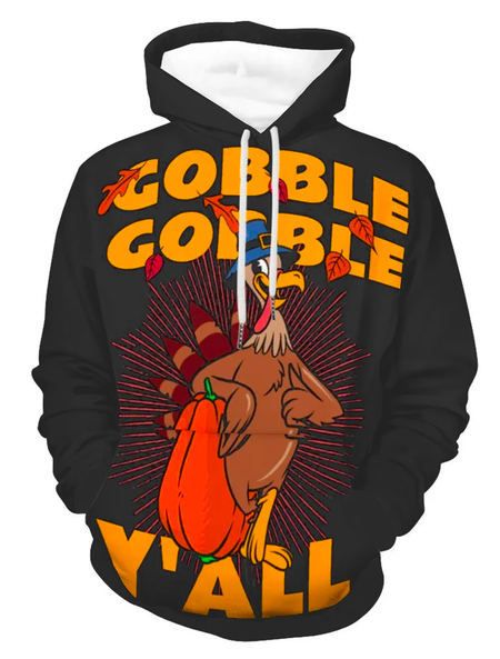 

Gobble Gobble Turkey Animal Loose Casual Hoodie, Black, Hoodies&Sweatshirts