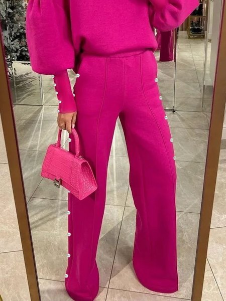 

Plain Urban Loose Pants, Deep pink, Pants