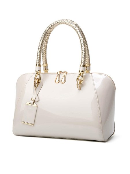 

Elegant Artificial Patent Leather Handbag Commuting Crossbody Bag, Off white, Bags