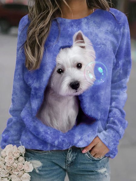 

Casual Crew Neck Dog Sweatshirt, Purple, Hoodies & Sweatshirts