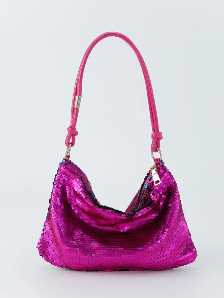 

Sequin Decor Zipper Hobo Bag Knot Underarm Bag For Prom and Party Events, Fuchsia, Bags