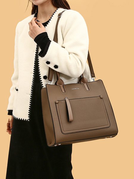 

Women Minimalist Large Capacity Tote Handbag with Crossbody Strap, Khaki, Bags