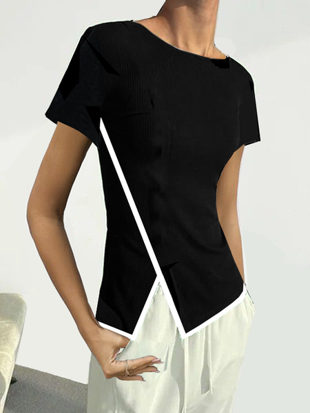 

Polyester Cotton Casual T-Shirt, Black, Tees