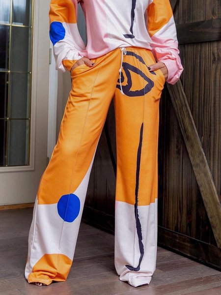 

Loose Casual Abstract Pants, As picture, Pants