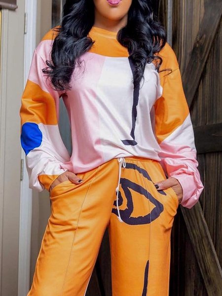 

Long Sleeve Loose Casual Crew Neck Sweatshirt, As picture, Hoodies and Sweatshirts