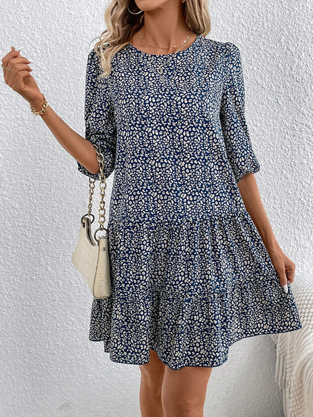 

Vacation Small Floral Dress, Navyblue, Dresses