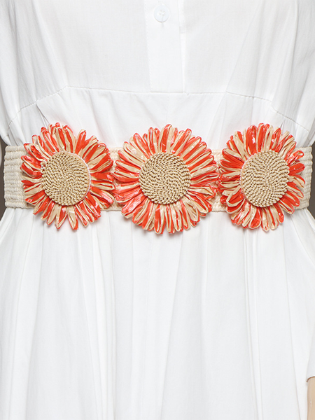

Floral Simple Belt, Red, Belts