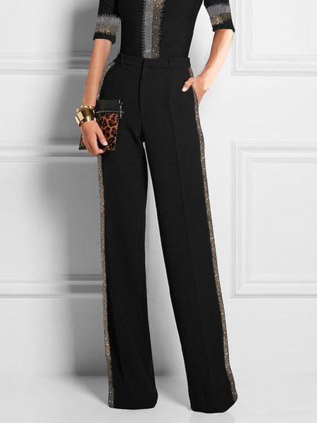 

Regular Fit Plain Urban Fashion Pants, Black, Pants