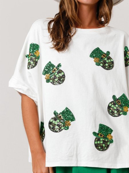 

Four-Leaf Clover Cotton Casual T-Shirt, Color6, T-Shirts