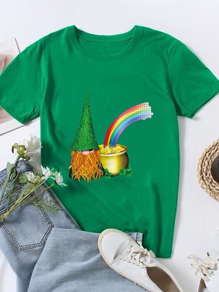 

Knitted Casual Four-Leaf Clover T-Shirt, Multicolor, T-Shirts
