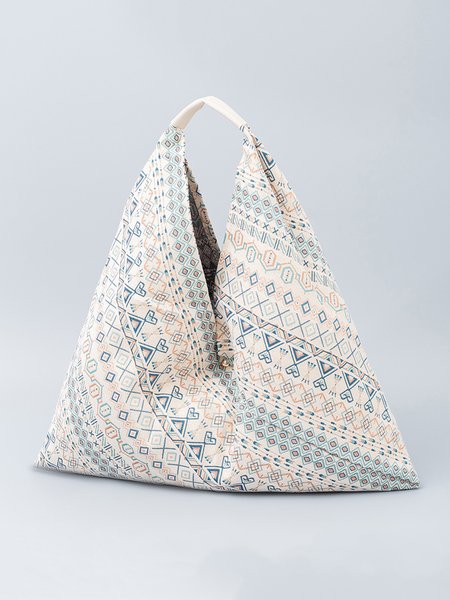 

Boho Color Block Geometric Large Capacity Canvas Tote Bag, Color12, Bags