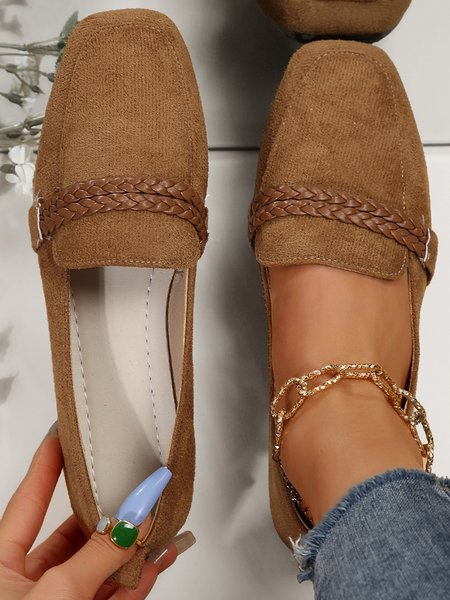 

Faux Suede Plain All Season Casual Shallow Shoes, Brown, Flats & Loafers
