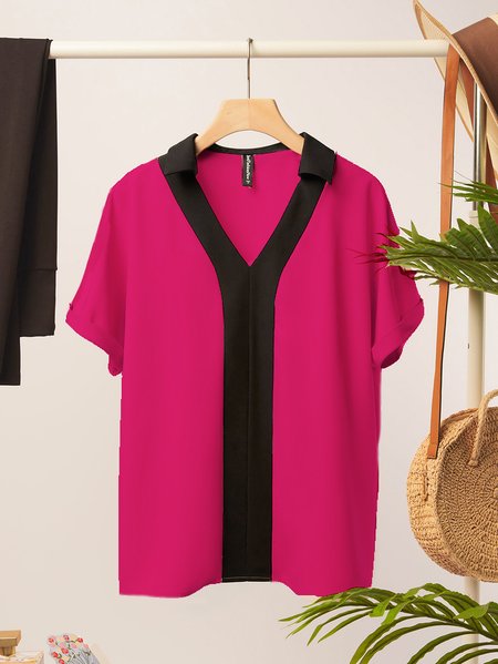 

Loose Plain Simple Blouse, Rose red, Shirts & Blouses